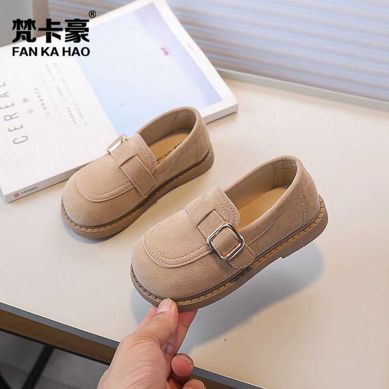 Vancahao single-sided velvet birkenstock shoes  spring & fall new arrivalkidsfashion leather shoes soft bottom bean shoes student flats