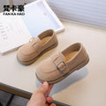 Vancahao single-sided velvet birkenstock shoes  spring & fall new arrivalkidsfashion leather shoes soft bottom bean shoes student flats