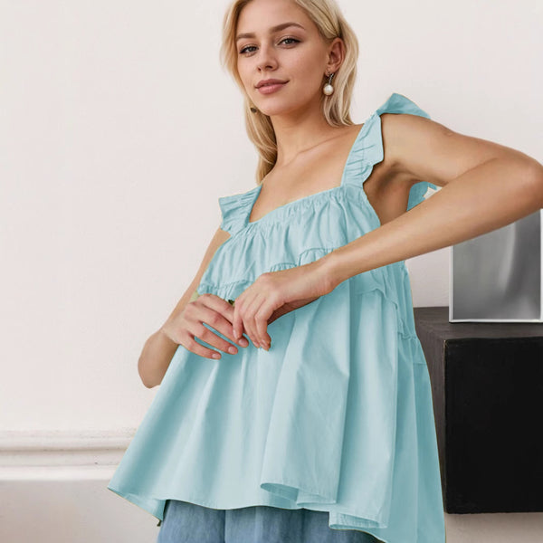 European and American loose casual T-shirt spring and summer new elegant wind suspender halter top