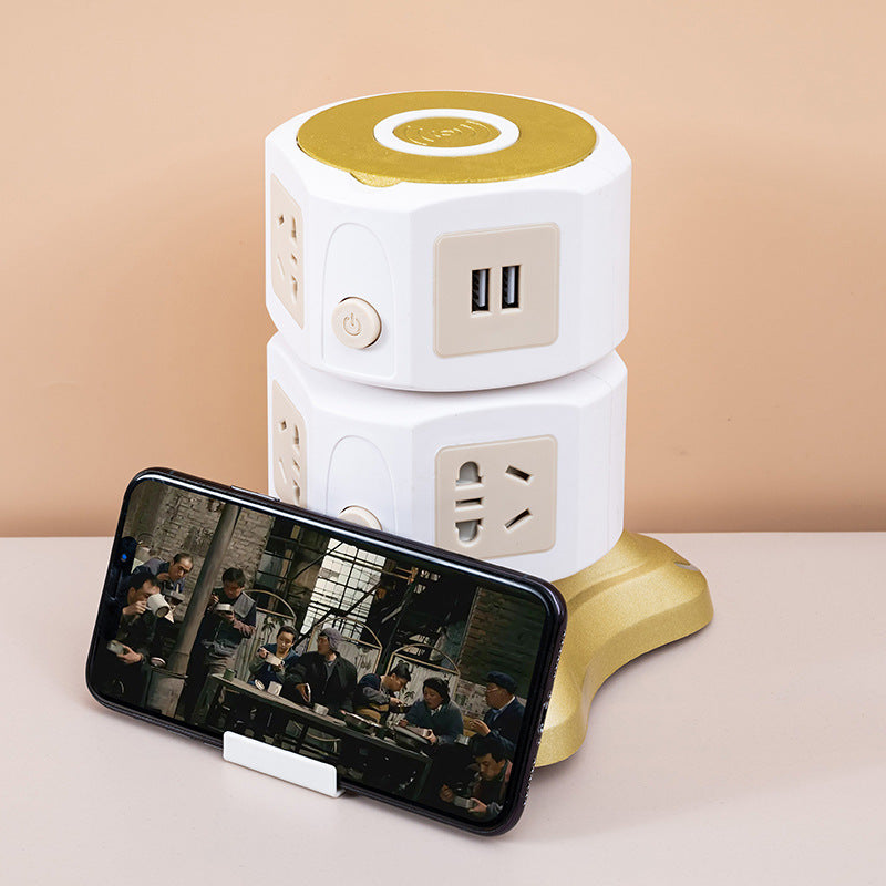 Vertical socket for home multi-function usb wireless charging plug-in tower type plug-in multi-interface stereo drag wiring board