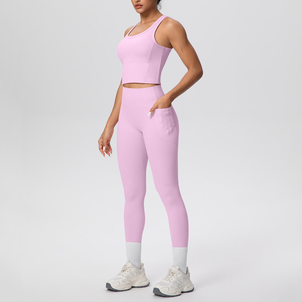 new cloud-feel quick-dry high-waisted pocket leggings with beautiful back design - yoga, outdoor running, and fitness activewear set for women