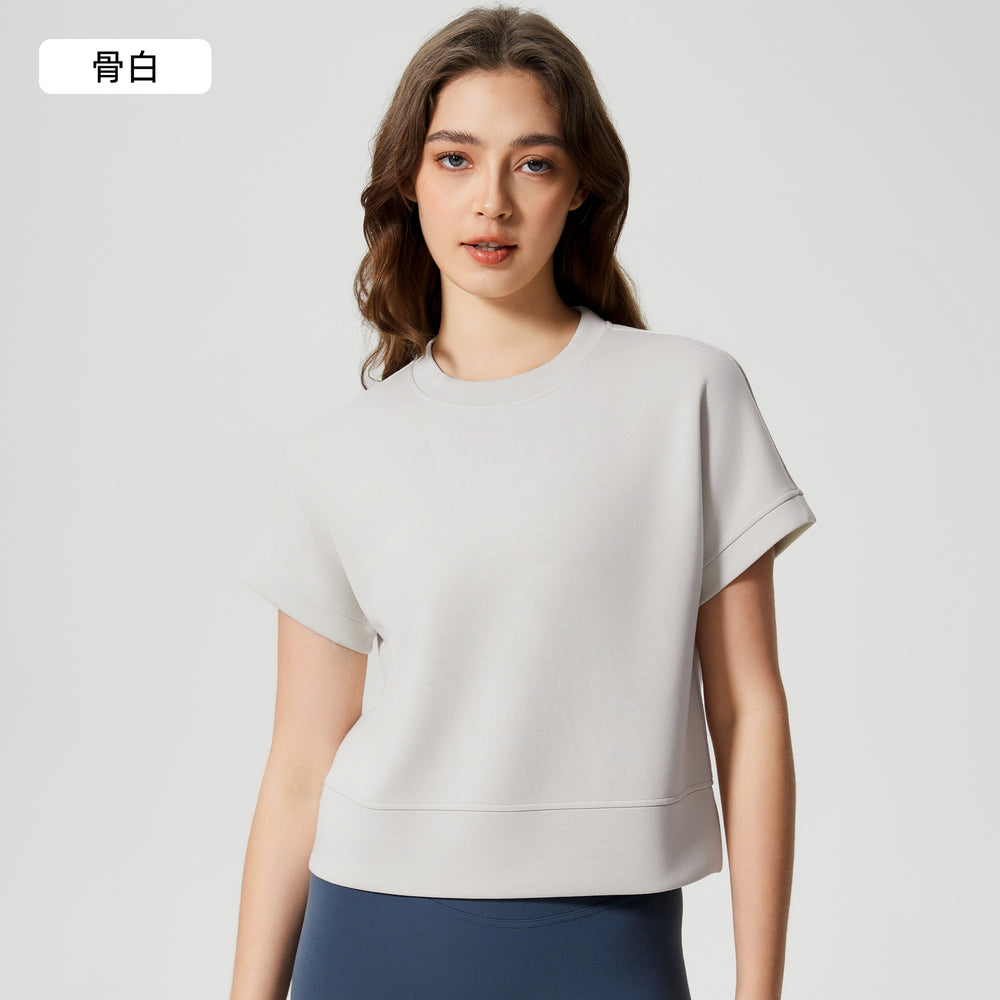 Women's casual activewear set: loose-fit breathable short-sleeve t-shirt & air layer shorts - perfect for yoga & workout