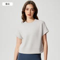 Women's casual activewear set: loose-fit breathable short-sleeve t-shirt & air layer shorts - perfect for yoga & workout