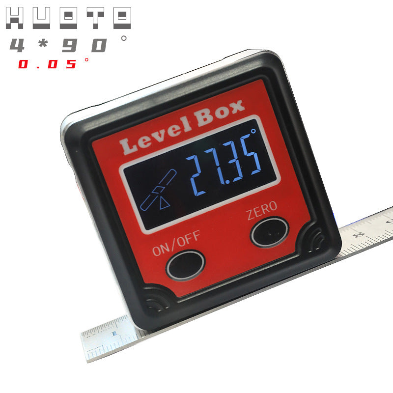 HUOTO 4 * 90 degrees, LCD screen digital display tilt box, digital display angle meter slope meter angle ruler