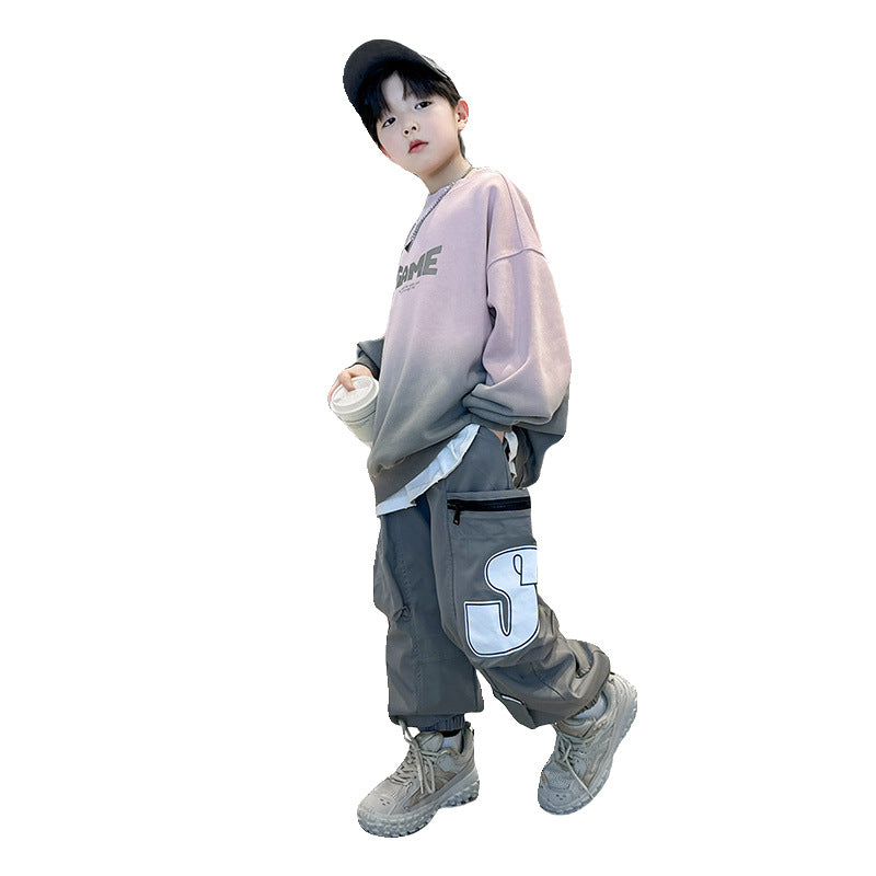 Boys' fall fashion streetwear sweatshirt - new  autumn collection - big kids' long-sleeve top - korean style, cool & trendy