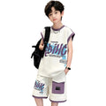 Boys' summer new sleeveless tank top and shorts set - trendy & cool sportswear two-piece outfit for mid-to-large children - stylish casual summer apparel