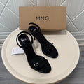 Mng mango 2026 summer new women's one-strap buckle versatile black high heel back strap sandals
