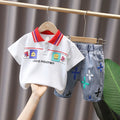 Boys' summer outfit:  new cartoon print short-sleeve two-piece fashion set for kids