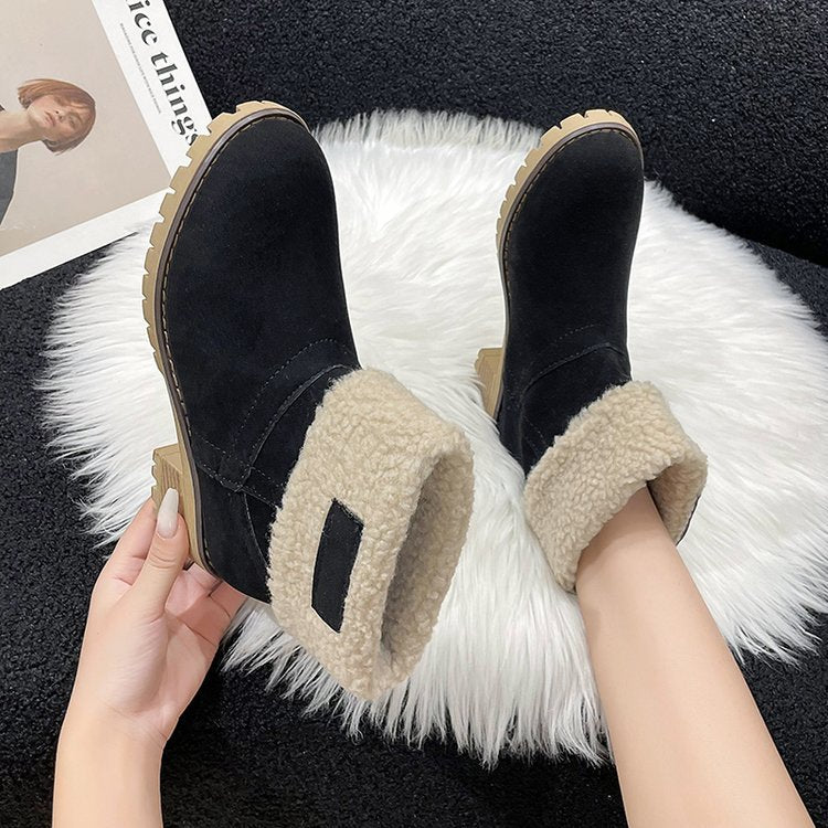 fashion fur flanged women's short boots exportfall and winternew arrivalplus sizefleece-linedthickened women's bootswholesale