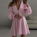 cross-border european and american women's clothing: new summer skirts, fashionable casual plaid lace-trimmed mini dress