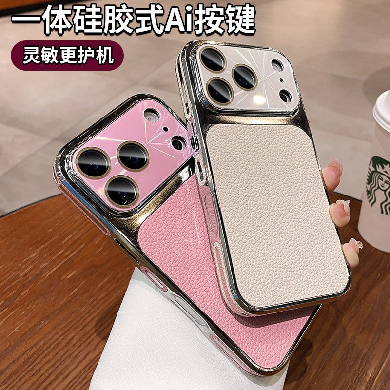 instant transformation 17 aurora large window suitable for iphone17pro mobile phone case apple 13 simple leather texture anti-fall