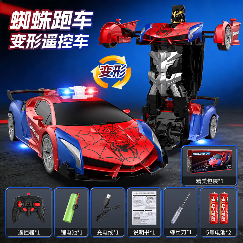 one-click transformation remote control car kids rechargeable electric racing car model boy police car toy car robot