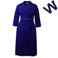 D592  independent station fashion cross-border women's clothing autumn and winter women's suit collar elegant pleated skirt african dress