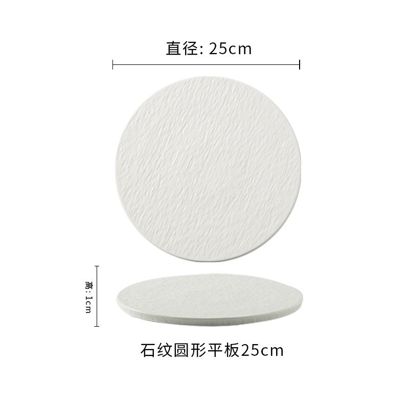 Embossed rock texture flat plate - creative & unique ceramic dinner plate for restaurants & hotels - high-style serving dish