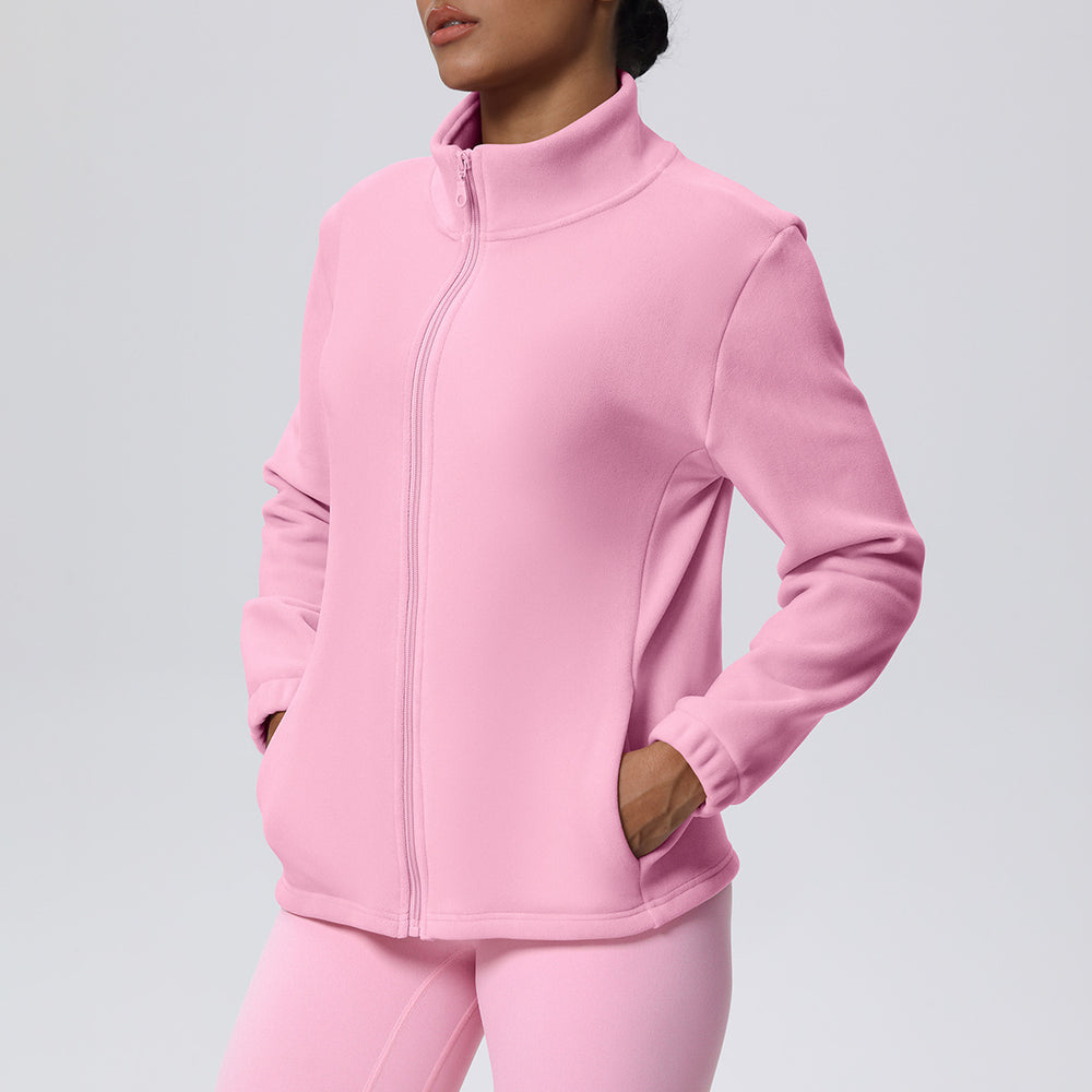 Fall and winternew arrival warm zipper sweatshirtoutwear outdoor casual running fitness fleece-linedheattech sports outwear women