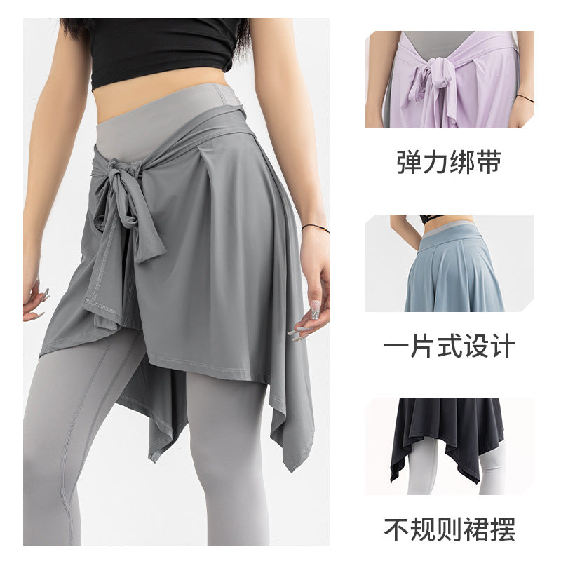 Anti-light one piece skirt strap sports yoga skirt fake two pieces yoga skirt ballet dance skirt yoga dress