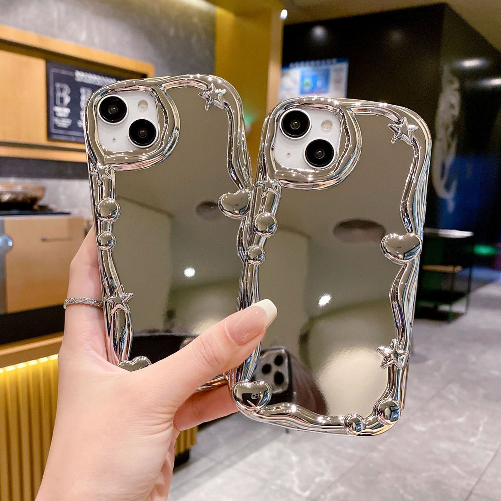 Suitable for apple 16 stereo mirror mobile phone case iphone11 creative korean style electroplated soft case xr wave protective cover