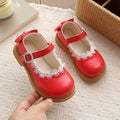 Girls' mary jane leather shoes - new spring/autumn collection, soft sole princess shoes for babies, lace trimmed, vintage-style, versatile single shoes for toddlers