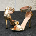 Women's gold sandals - european & american style hot seller - round toe, elegant & chic stiletto heel, basic design, ultra high heel sandals