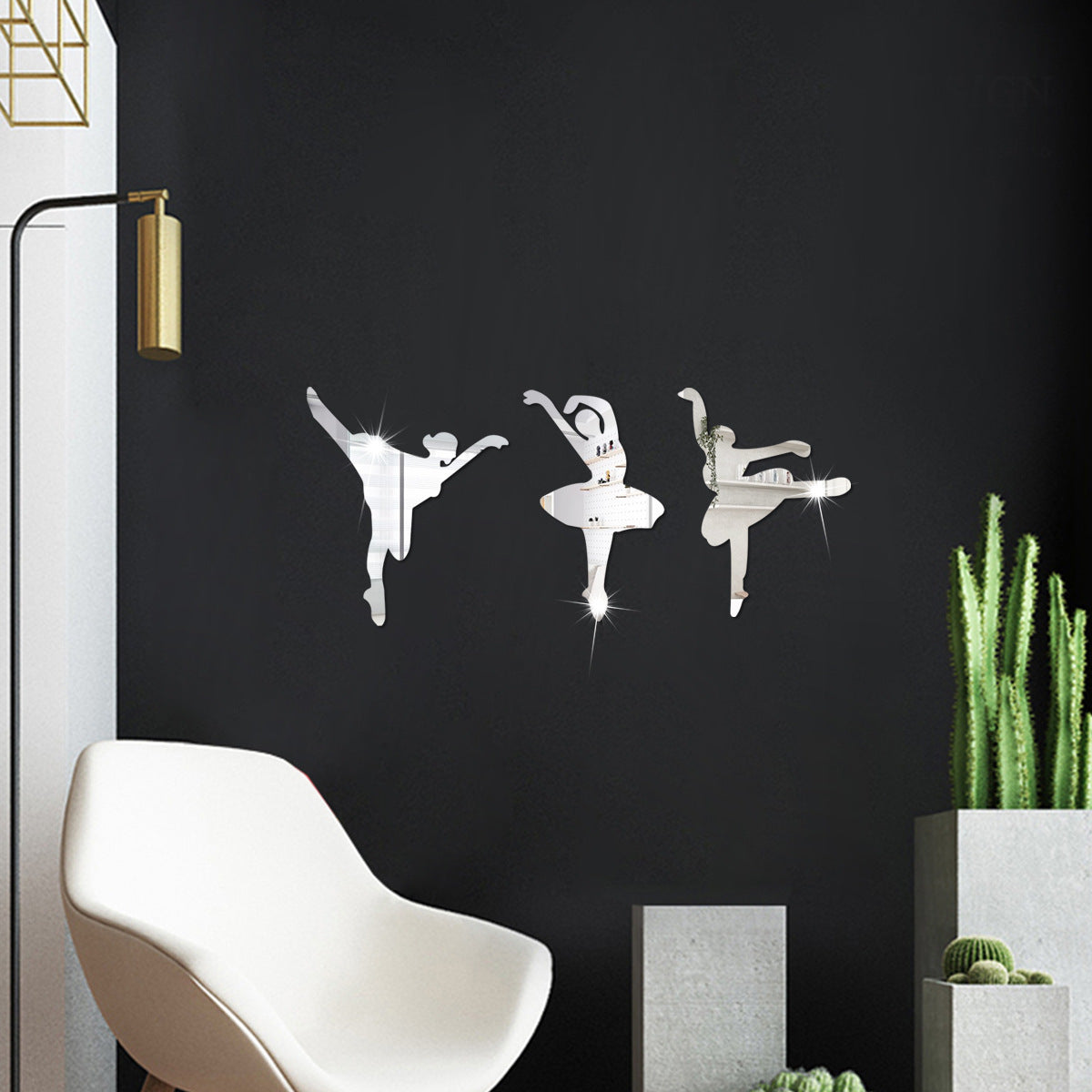 Ballet girl   mirror three-dimensional 1mm acrylic wall sticker dance classroom room decoration sticker