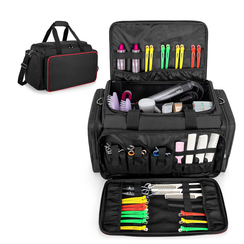 Portable haircut tool storage bag, shoulder large capacity wear-resistant Oxford cloth professional hairdresser bag manufacturer customization