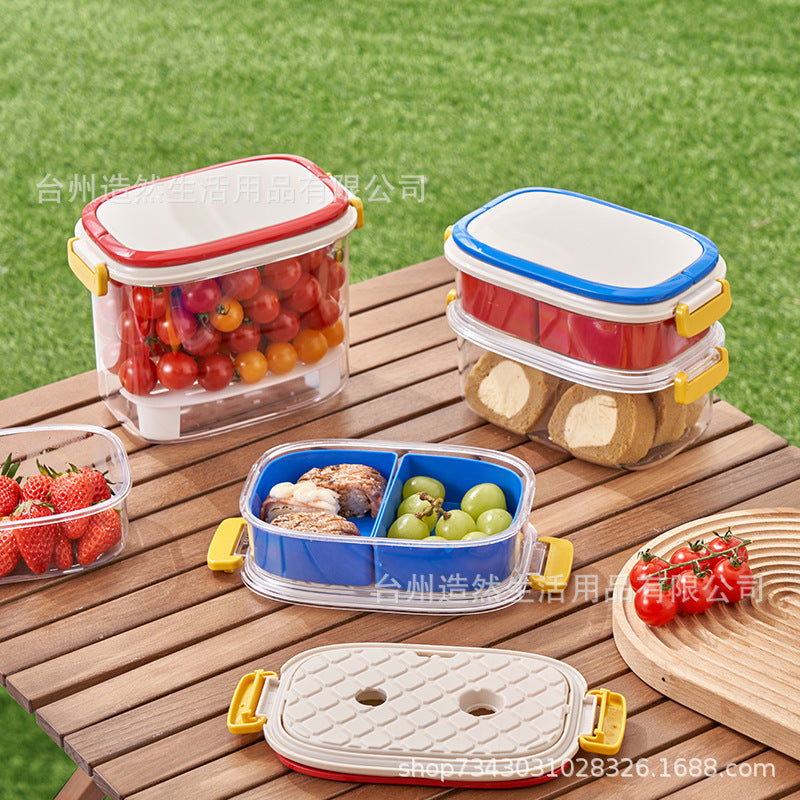 Portable fruit food crisper with filtered water outdoor camping picnic sealed bento box mobile small refrigerator