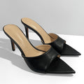Silk satin elegant high heel slippers - women's summer must-have: stunning, versatile, minimalist, single strap stiletto, pointed toe, sexy outdoor wear