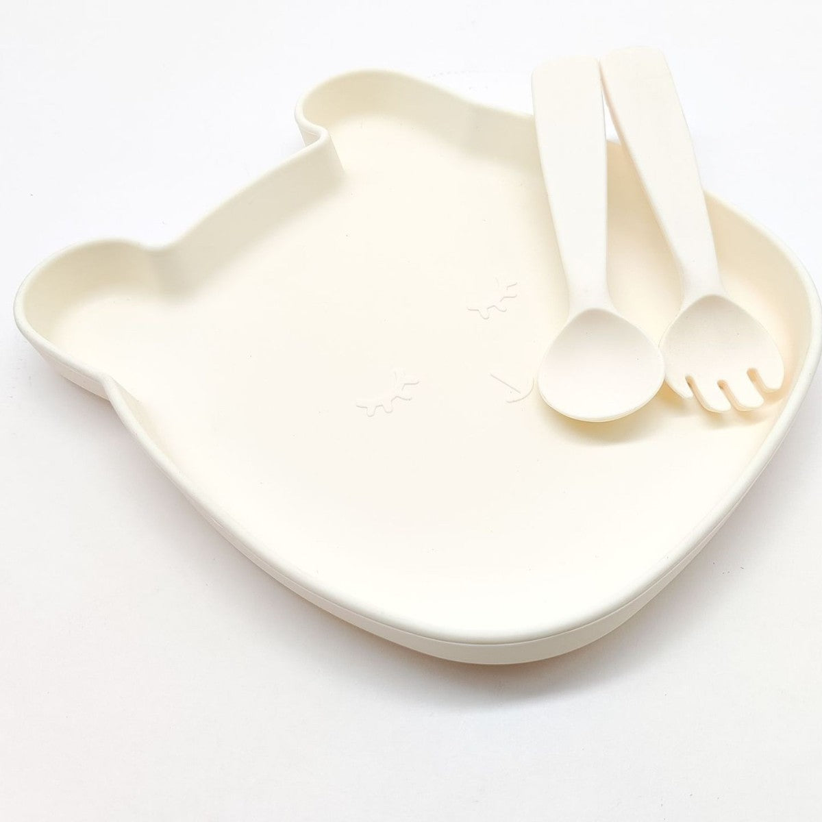 Cross-border food-grade silicone dinner plate, cartoon rabbit shape non-slip and anti-dirty, dinner plate fork and spoon set feeding tableware