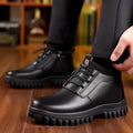 【100% genuine soft leather】men's winter snow boots - warm, thickened, fleece-lined, high-top, versatile casual cotton leather shoes - trendy style