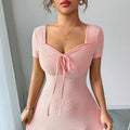 new summer french-style slimming chanel-inspired cinched waist v-neck knit dress