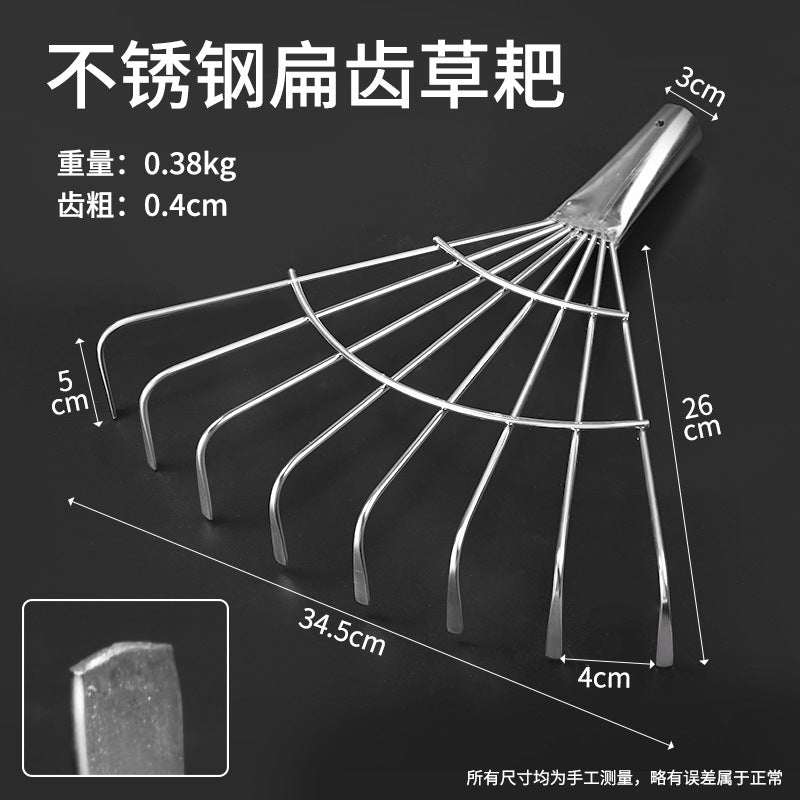 Agricultural rake, nine-tooth nail rake, flat ground turning soil and loosening soil, grass rake manufacturer, iron rake, multi-tooth rake, farm tool, grass rake, weeding