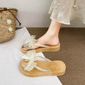 Thick sole 4cm summernew arrivaloutweareasiest for matchmesh bows heightening flip flops women's vacation beach slippers women