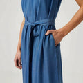 blue sleeveless suspender dress women's clothing  new summer frenchelegant seaside vacation long dress