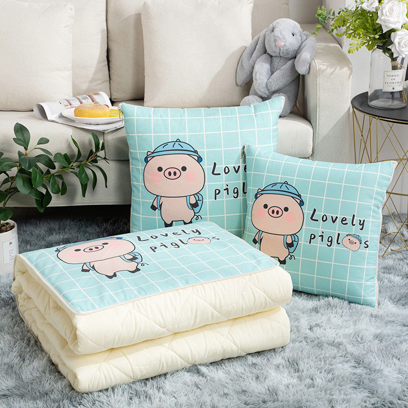 Dual-purpose pillow and quilt, advertising gift, air-conditioning quilt, office car nap pillow, side sleeping home cartoon