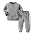Wholesale trendy kids' two-piece set: round neck, brushed fleece, european & american style, spring/autumn activewear for boys & girls
