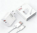 120w dual-port fast charging adapter, eu/uk plug, compatible with apple, huawei, and xiaomi phones