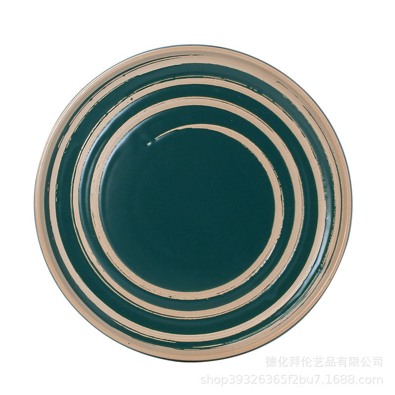 Japanese-style ceramic dinner plates for home use - creative large salad bowls, single-serving dishes, and retro dinnerware set