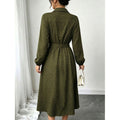 fashioneleganceautumtie back design lapel long sleeves button printing medium longdress women
