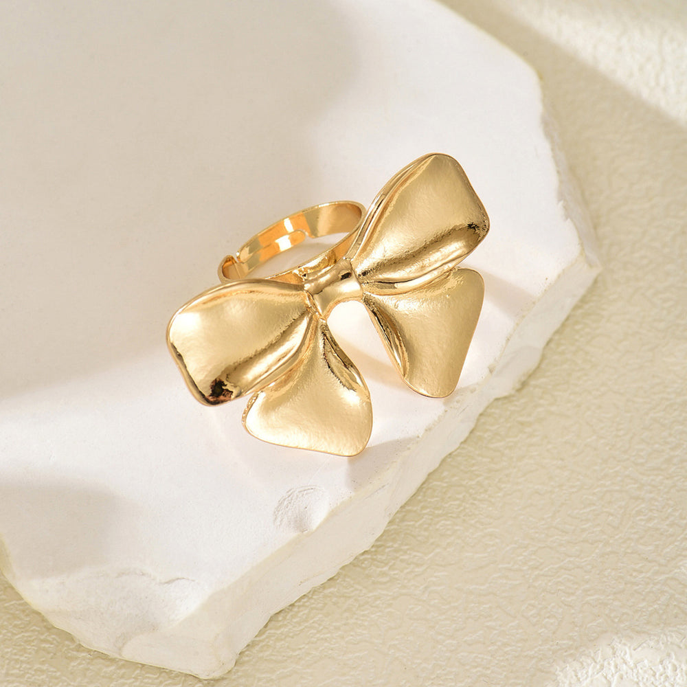 Wholesale bowknot rings: european and american cross-border jewelry, designer polished sweet & chic open joint rings for women