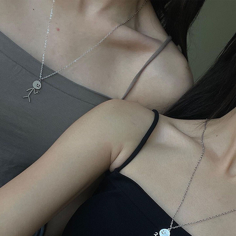 Wholesale alloy figurine pendants - european & american cross-border jewelry, niche high-end, unique couple anime layered necklaces for women