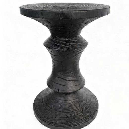 Wabi-sabi carbonized black flower corner stand folk style qhc store log sofa side table retro designer wooden pier wine display