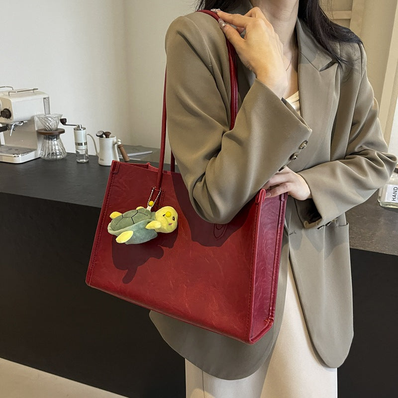 Cross-border high-end fashion versatile tote bag women's 2025 new large-capacity casual retro commuter shoulder bag
