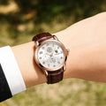New arrival fully automatic men's fashion quartz watch belt watch middle school business men's watch mencasual chronograph watch