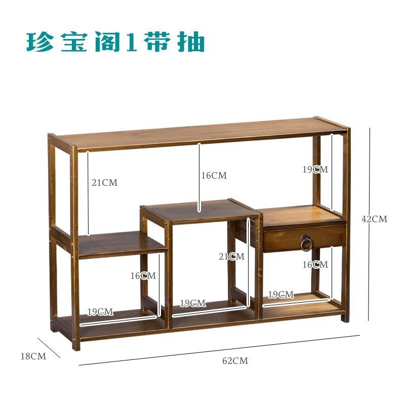 Desktop bogu rack solid wood chinoiserie small tea ornaments tea set purple clay pot multi-layer storage rack duobao pavilion