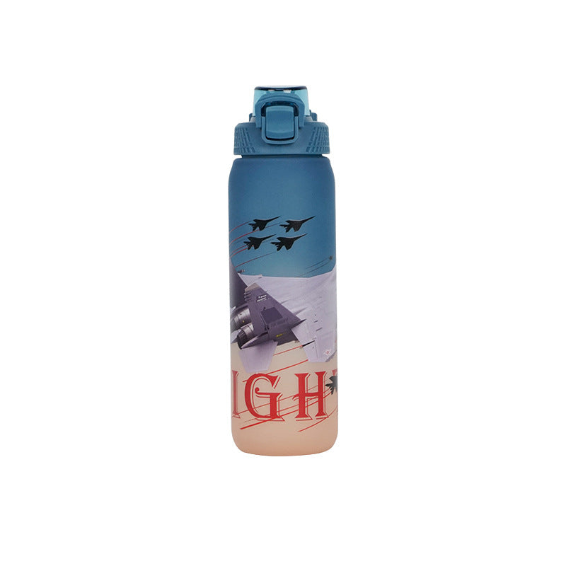 Food-grade sports water bottle with leak-proof, spring-loaded lid. large capacity, suitable for home use, outdoor activities, and easily portable. made of durable, shatter-resistant plastic