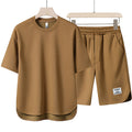 summer boys' short-sleeve set: versatile solid color sports t-shirt & quick-dry, breathable shorts (5-pocket)