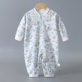 Infant and toddler pure cotton class a onesies, spring and autumn styles, long-sleeved rompers for baby boys and girls, seamless cartoon hooded pajamas, children's clothing