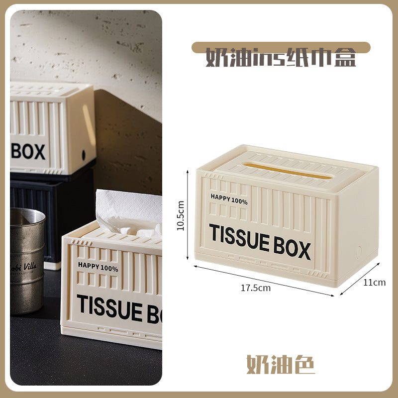 Industrial style desktop storage box set, pen holder, trash can, tissue box, household creative simple makeup brush storage bucket.