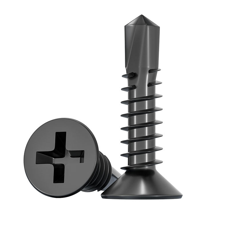 Black 410 Stainless Steel Cross Countersunk Head Flat Head Drill Tail Screw Self-Tapping Self-Drilling Screw Dovetail Wire MM4.2M4.8