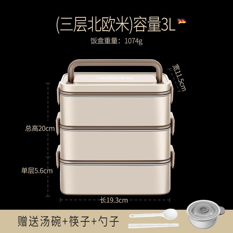 304 water-free thermal insulation lunch box Office workers hot rice artifact portable with rice lunch box Bento box thermal insulation lunch box